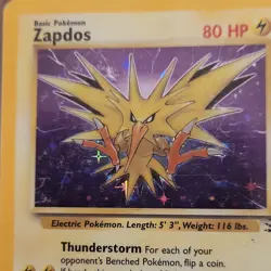 Pokemon TCG Zapdos Holo Rare Card 15/62 Fossil Base Set, Vintage 1999 LP WOTC - Image 2