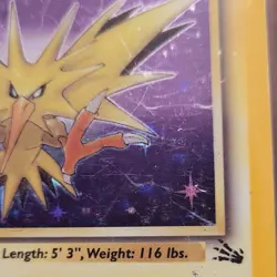 Pokemon TCG Zapdos Holo Rare Card 15/62 Fossil Base Set, Vintage 1999 LP WOTC - Image 4