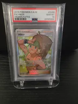 PSA 10 2019 POKEMON SUN & MOON HIDDEN FATES FULL ART HIKER SV85 - Image 1