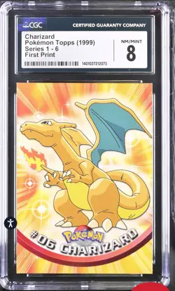Pokemon TCG Topps - series 1 - Charizard 06 - 1st print CGC 8 🔥 - Image 1