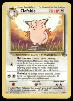 Pokemon Cards Clefable 17/64 UNLIMITED Jungle WOTC Rare NM *2 - Image 1