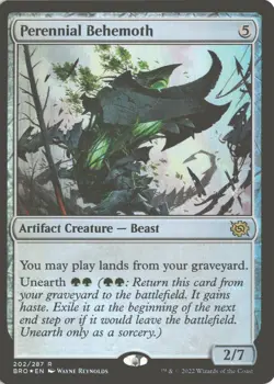 MTG Perennial Behemoth (202) *Foil* Promo Stamp Brothers' War MT/NM Free Ship - Image 1
