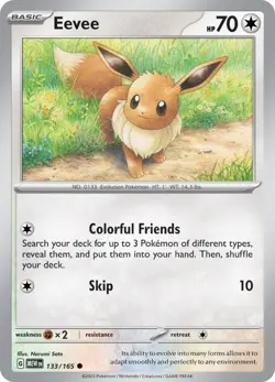 Pokemon: SV: Scarlet & Violet 151 - Eevee - Reverse Holofoil Common - NM 133/165 - Image 1