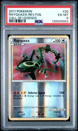 2011 POKEMON CALL OF LEGENDS #20 RAYQUAZA-REVERSE FOIL PSA 6 - Image 1