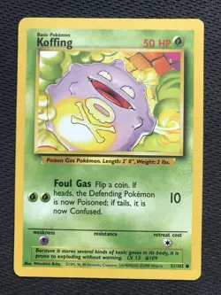 Pokemon TCG Koffing Base Set 51/102 Regular Unlimited Common - Image 1