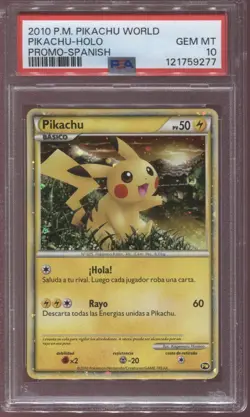 PSA 10 Pikachu Holo Promo Spanish World Collection 2010 Japanese Pokemon - Image 1