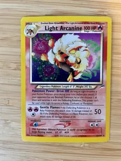 Pokemon TCG Light Arcanine Neo Destiny 12 Holo LP Rare Vintage SWIRL - Image 1