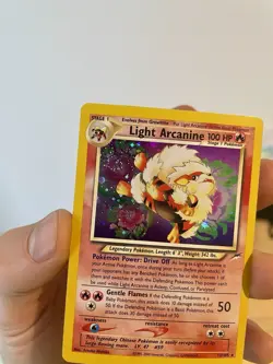 Pokemon TCG Light Arcanine Neo Destiny 12 Holo LP Rare Vintage SWIRL - Image 4
