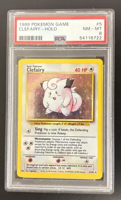Clefairy Pokemon Base Set Unlimited Holo #5 PSA 8 - Image 1