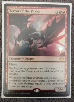 Terror of the Peaks Foil Promo stamped Magic The Gathering card. - Image 1
