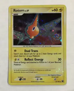 Pokemon ROTOM Card 13/100 Rare Holo Majestic Dawn Holo Bleed LP Error Swirl TCG - Image 1
