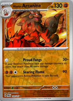 Hisuian Arcanine 100/167 Twilight Masquerade Reverse Holo Pokemon TCG NM - Image 1