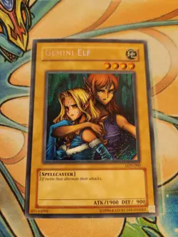 Yugioh! Gemini Elf LON-000 Secret Rare Unlimited VLP - Image 2