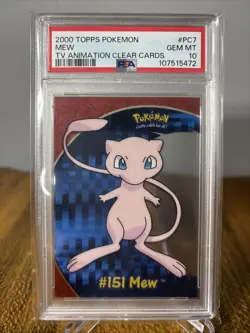 2000 Topps Pokemon TV Animation Clear Cards #PC7 MEW PSA 10 Gem Mint - Image 1