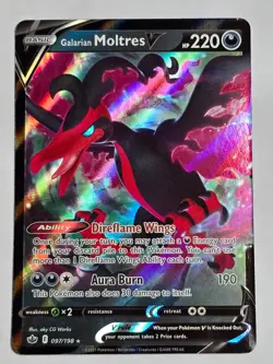 Galarian Moltres V 097/198 Holo Rare V Chilling Reign Pokemon NM - Image 1