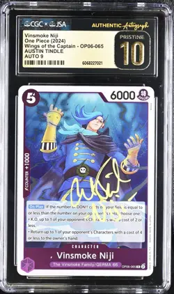 CGC JSA PRISTINE 10 Austin Tindle SIGNED Vinsmoke Niji OP06-065 One Piece TCG - Image 1