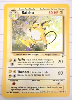 Pokemon Card Raichu 16/130 Base Set 2 Rare Holo WOTC Near Mint - Image 1
