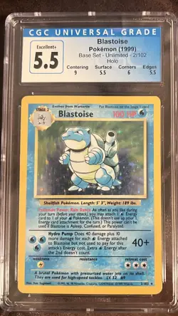 Pokemon TCG Blastoise Base Set Holo Unlimited Rare Card 2/102 WOTC CGC 5.5 - Image 1