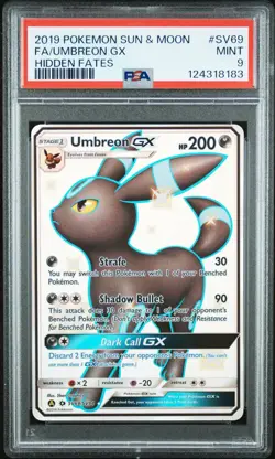 Umbreon GX SV69/SV94 2019 Hidden Fates: Shiny Vault Holo PSA 9 Pokemon card - Image 1