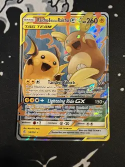 Pokemon Raichu & Alolan Raichu GX 54/236 Unified Minds Ultra Rare TAG TEAM Holo - Image 1