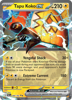 Pokemon TCG Tapu Koko ex Paradox Rift 068/182 Holo Double Rare - Image 1