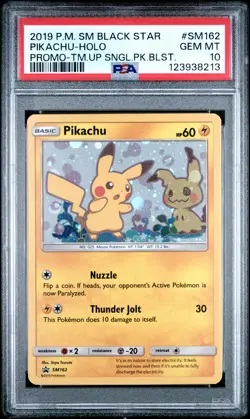 2019 POKEMON SM BLACK STAR PROMO #SM162 PIKACHU-HOLO PSA 10 - Image 1