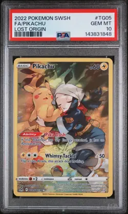 PSA 10 2022 Pokemon Full Art Pikachu Lost Origin Trainer Gallery SWSH TG05 - Image 1
