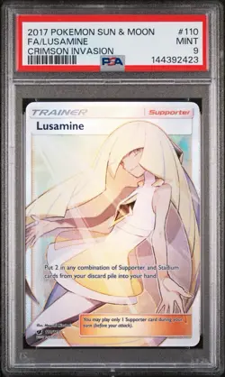 2017 Pokemon Sun & Moon Crimson Invasion #110 Lusamine Full ART PSA 9 Mint - Image 1