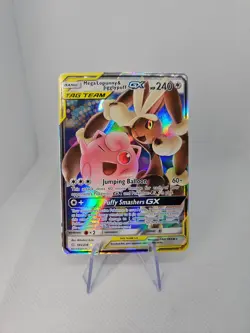 Mega Lopunny & Jigglypuff GX 165/236 SM Cosmic Eclipse Tag Team Holo Pokemon TCG - Image 1