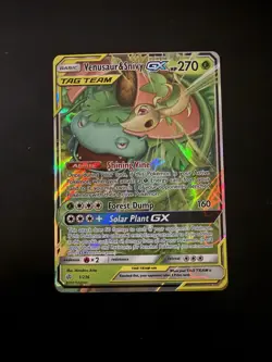 Pokemon Venusaur & Snivy GX TAG TEAM Ultra Rare Holo SM-Cosmic Eclipse 1/236 - Image 1