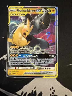 Pokemon Pikachu & Zekrom GX 33/181 Sm-Team Up Ultra Rare TAG TEAM GX Holo - Image 1