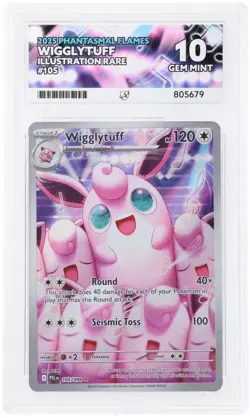 2025 Pokemon Phantasmal Flames Wigglytuff Illustration Rare 105/094 ACE 10 - Image 1