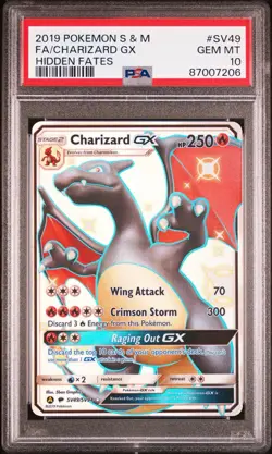 PSA 10 Gem Mint - Charizard GX SV49/SV94 - Hidden Fates Full Art Shiny Pokemon - Image 1