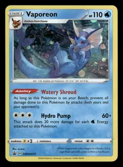 Vaporeon - SWSH072 SWSH: Sword & Shield Promo Cards Pokemon TCG Holo - Image 1