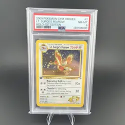 2000 POKEMON GYM HEROES HOLO-1ST ED #7 LT. SURGE'S FEAROW PSA 8 - Image 1