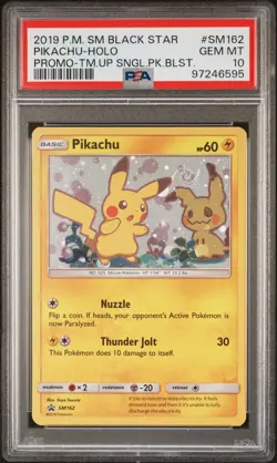 2019 POKEMON SM BLACK STAR PROMO #SM162 PIKACHU-HOLO PSA 10 - Image 1
