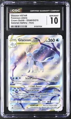CGC 10 Glaceon Vstar GG40/GG70 Pokemon Crown Zenith Galarian Gallery - Image 1