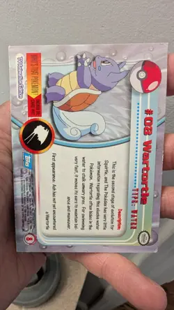 Wartortle #08 Holo Foil 1999 Pokemon Topps Black Logo Series 1 TV Animation NM - Image 2