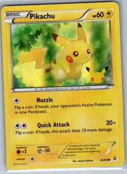 Pikachu - 26/83 (20th Anniversary) 026/083 Holo - Pokemon Card - NM - Image 1