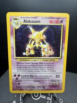 Pokemon TCG WOTC Base Set Alakazam 1/102 Holo Rare Unlimited LP - Image 1