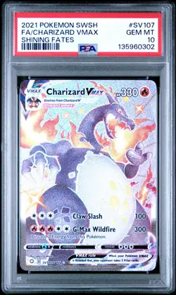 2021 POKEMON SWORD & SHIELD SHINING FATES #SV107 FULL ART/CHARIZARD VMAX PSA 10 - Image 1