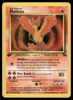 Pokemon Cards Moltres 27/62 1ST EDITION Fossil Rare NM - Image 1