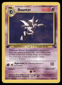 Pokemon Cards Haunter 21/62 1ST EDITION Fossil WOTC Rare NM - Image 1
