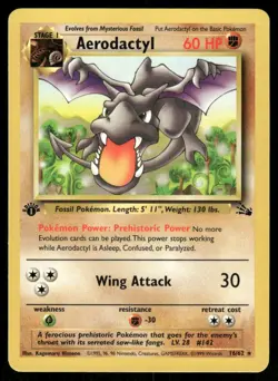 Pokemon Cards Aerodactyl 16/62 1ST EDITION Fossil WOTC Rare NM - Image 1