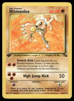 Pokemon Cards Hitmonlee 22/62 1ST EDITION Fossil Rare NM - Image 1