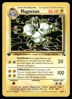 Pokemon Cards Magneton 26/62 1ST EDITION Fossil WOTC Rare NM - Image 1