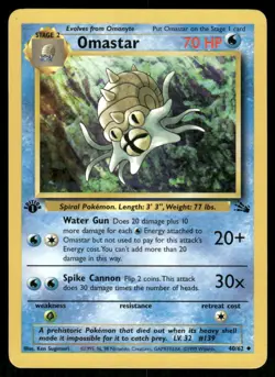 Pokemon Cards Omastar 40/62 1ST EDITION Fossil WOTC Uncommon LP - Image 1