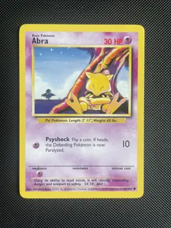 Abra 43/102 4th Print Base Set 1999-2000 Pokemon Card WOTC NM - Image 1