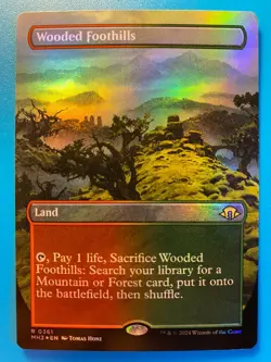 MTG 1x FOIL BORDERLESS Wooded Foothills 361 Modern Horizons 3 Magic the x1 NM - Image 1