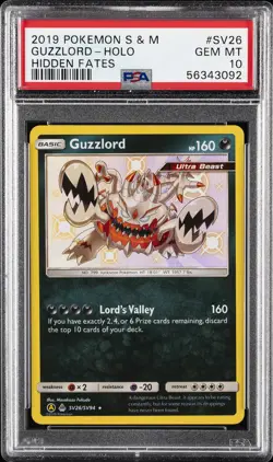 2019 POKEMON SUN & MOON HIDDEN FATES #SV26 GUZZLORD-HOLO PSA 10 - Image 1